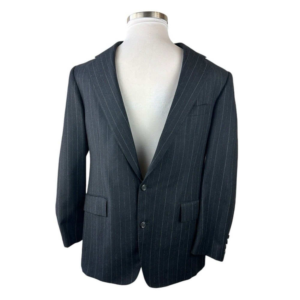 Polo Ralph Lauren Wool Cashmere Pinstriped Blazer Suit Jacket Men Size 40 Luxury - Picture 6 of 16